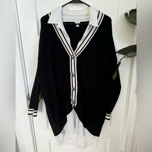 River Island - Collared Sweater Shirt Dress with Button Detail - Women’s Large